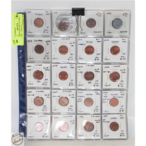 CDN CENT COIN COLLECTION 2012-1958 - 3 SHEETS