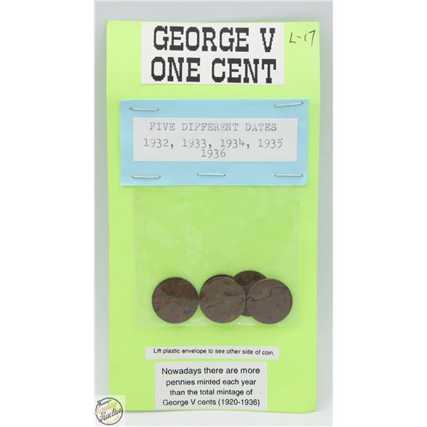 GEORGE V ONE CENT 1932 TO 1936