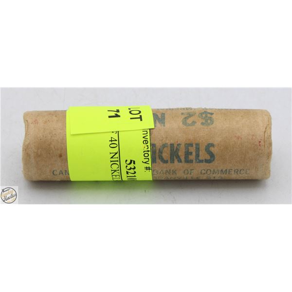 ROLL OF 40 NICKELS 1867 TO 1967