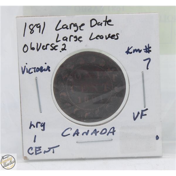 CDN CENT COIN COLLECTION LRG DATE OBSV2 1891
