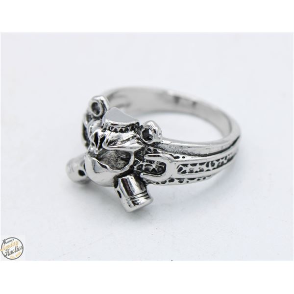 THE EXPENDABLES STYLE SKULL TATTOO RING STEEL MEN'