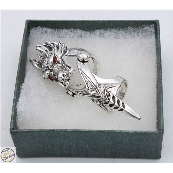 VINTAGE DRAGON HEAD ALLOY RING, PUNK STYLE KNUCKLE