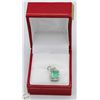 Image 1 : STAMPED 14K WHITE GOLD EMERALD & DIAMOND PENDANT