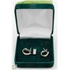 Image 1 : 14K WHITE GOLD DIAMOND EARRINGS WITH MELEE PENDANT