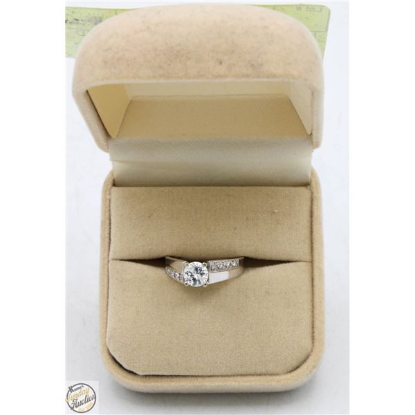 14K WHITE GOLD TAPERED SOLID PIPE SHANK DIAMOND