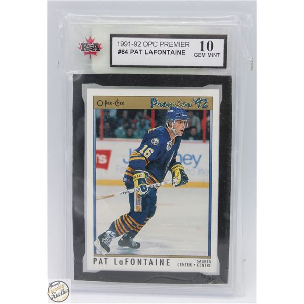 PAT LAFONTAINE KSA 10 GEM GRADED 1991 92 OPC