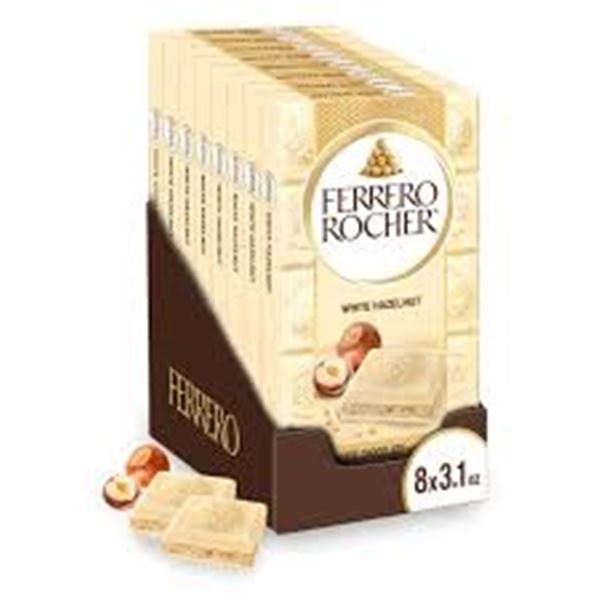 NEW 8 X 90G FERRERO ROCHER WHITE CHOC BAR HAZELNUT