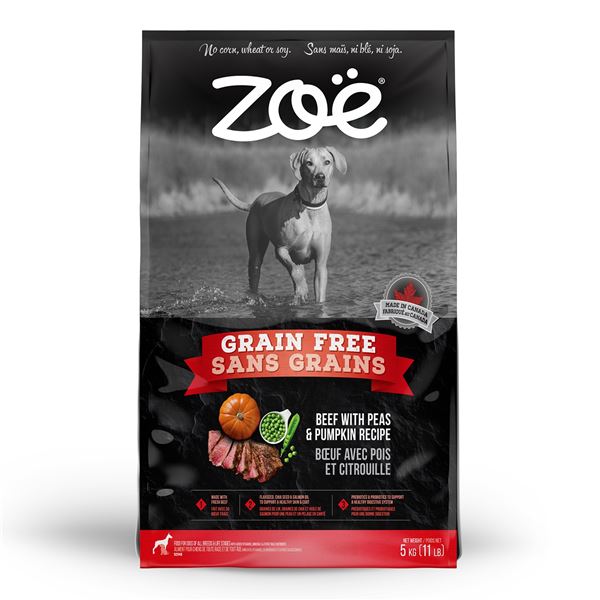 NEW 11LB ZOE GRAIN FREE BEEF WITH PEAS & PUMPKIN