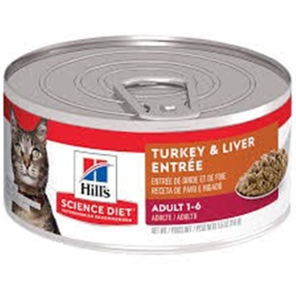 NEW 24 X 156G HILLS ADULT TURKEY & LIVER CAT FOOD