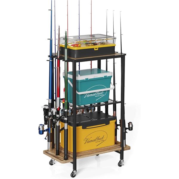 NEW EMFOGO ROD HOLDER ON CASTORS HOLDS 10 RODS