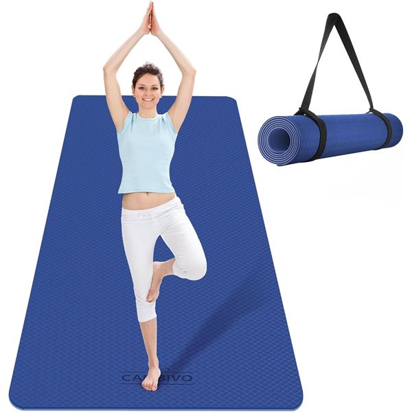NEW CAMBIVO YOGA MAT 73" X 32" BLUE 6MM