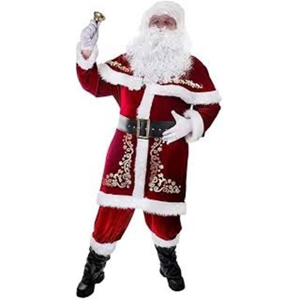 NEW MENS SANTA COSTUME VELVET ADULT XL SET