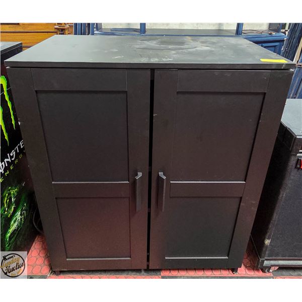 BAILIFF SEIZED: BLACK CABINET 3 SHELVES