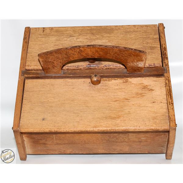 ANTIQUE HANDMADE WOODEN SEWING BOX