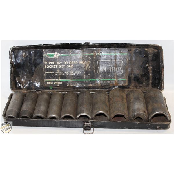 POWER FIST 11 PC 1/2" INCH DEEP IMPACT SOCKET SET,
