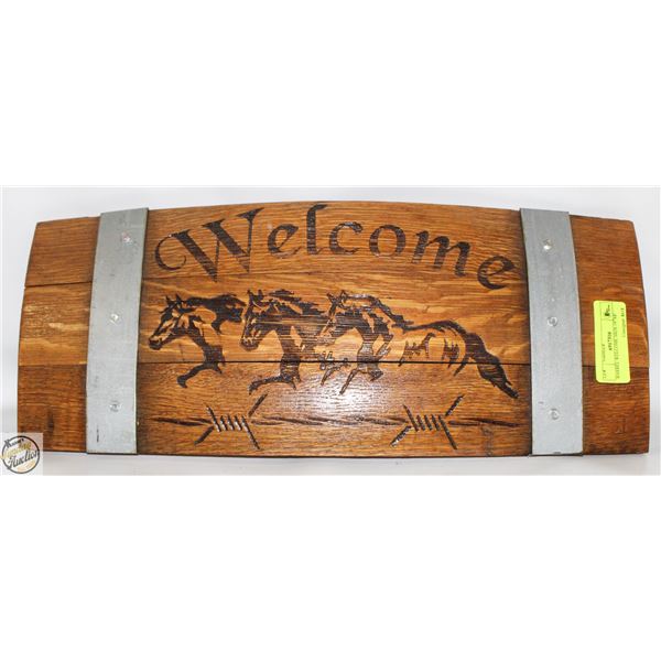 BARREL WELCOME SIGN 19" X 8"