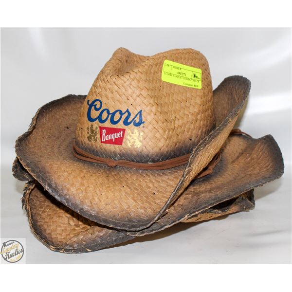 3 COORS BANQUET COWBOY HATS
