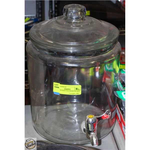 GLASS BEVERAGE DISPENSER WITH LID AND SPOUT