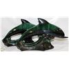 Image 1 : PAIR OF BLUE MOUNTIAN POTTERY DOLPHINS
