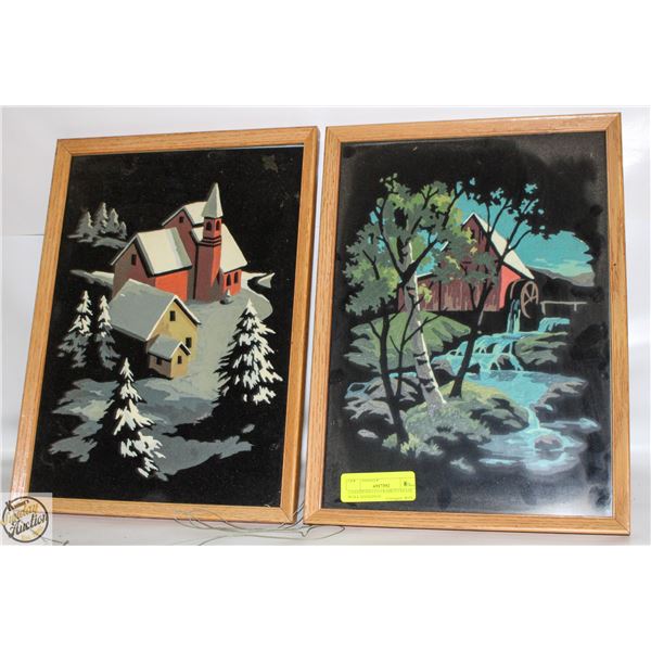 2 HANDPAINTED FRAMED ESTATE WALL HANGINGS
