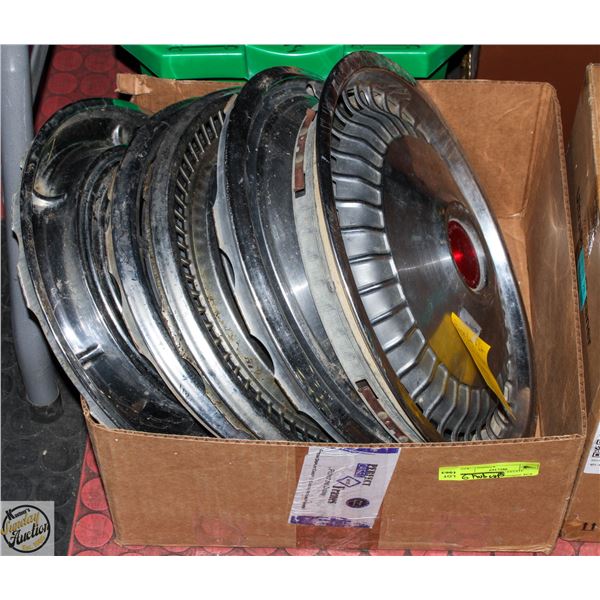 6 ANTIQUE/VINTAGE METAL HUB CAPS ALL DIFFERENT