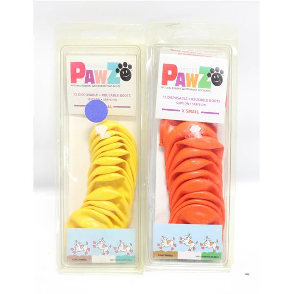 2 NEW PACKS OF 12 RUBBER DOG RAIN BOOTS SIZE XS+S