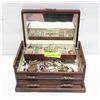 Image 1 : WOOD JEWELRY BOX FULL OF ESTATE JEWELRY
