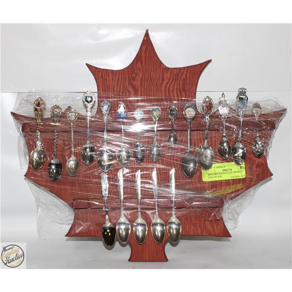 WOODEN MAPLE LEAF SHAPED COLLECTOR