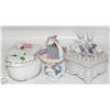 Image 1 : 3 LIDDED BONE CHINA TRINKET DISHES + BONE