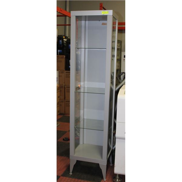 4 TIER GLASS SHELVING UNIT WITH MIRRORED BACK