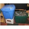 Image 1 : BAILIFF SEIZED: 2 BINS & 1 BOX OF HANGERS, CANDLE