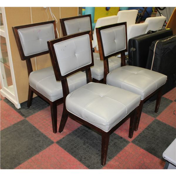 BAILIFF SEIZED: 4 GREY LEATHER CHAIRS
