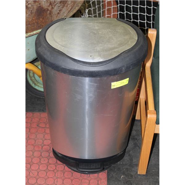 LARGE STAINLESS STEP GARBAGE CAN