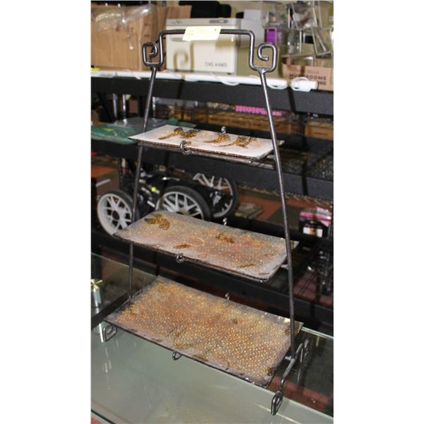 BAILIFF SEIZED: 3 TIER GLASS STAND