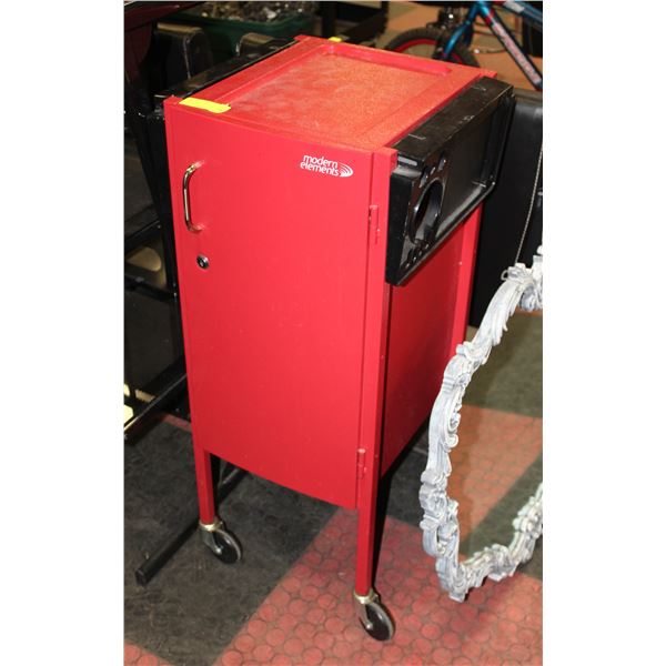 BAILIFF SEIZED: RED COSMETIC STATION WITH 3 WHEELS