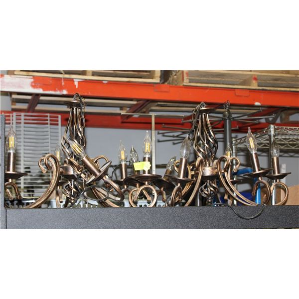 BAILIFF SEIZED: PAIR OF BRONZE TONE CHANDELIERS