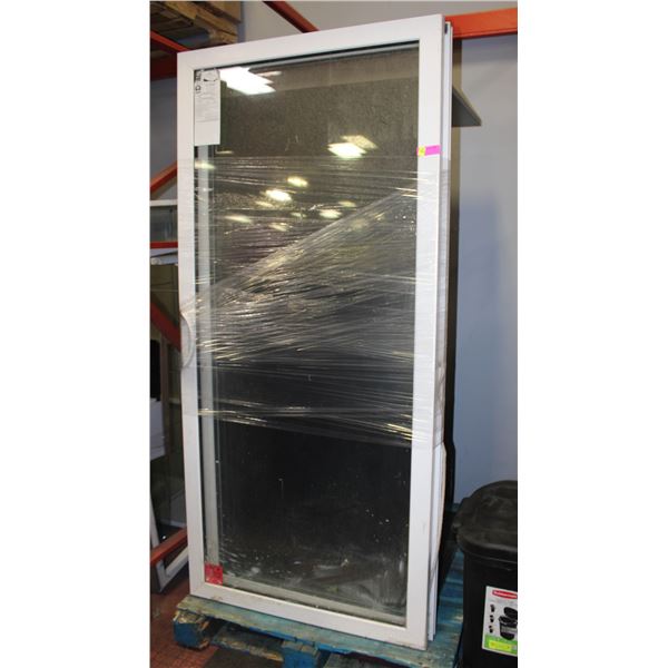 PALLET OF MISC INCLUDES PATIO SLIDING DOOR DESK