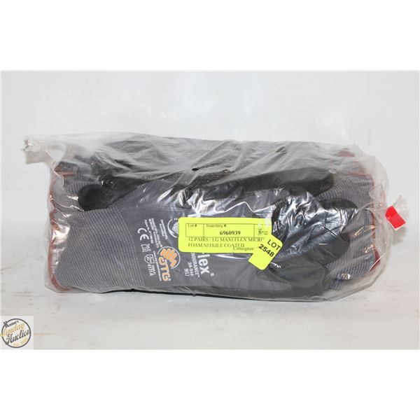 12 PAIRS / LG MAXI FLEX MICRO FOAM NITRILE COATED
