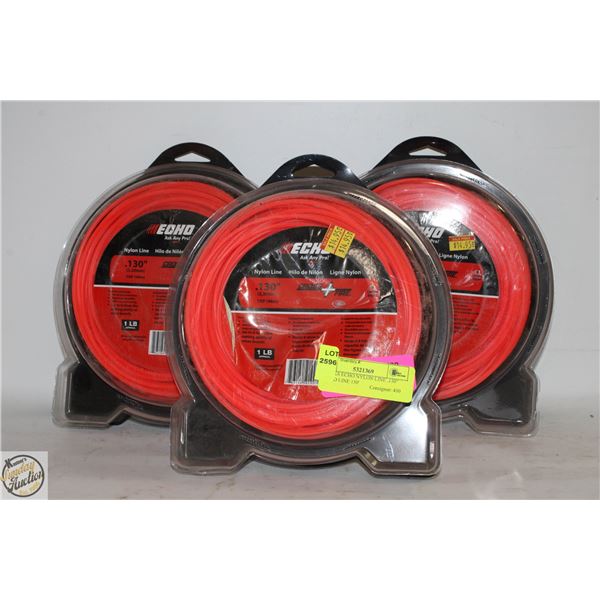 3 PACKS ECHO NYLON LINE .130" ROUND LINE 150'
