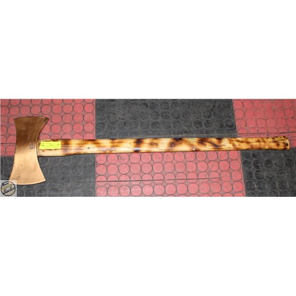 DOUBLE SIDE BLADE "BURNED" HANDLE AXE