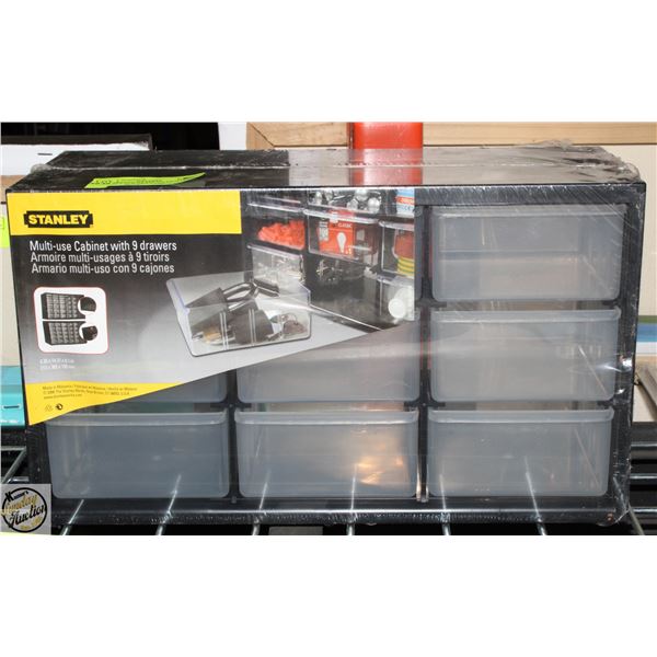 NEW SEALED STANLEY MULTI USE CABINET W/9 DRAWERS