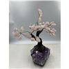 Image 2 : 8 X 8 INCH  ROSE QUARTZ GEM CRYSTAL TREE WITH AMETHYST BASE HANDMADE