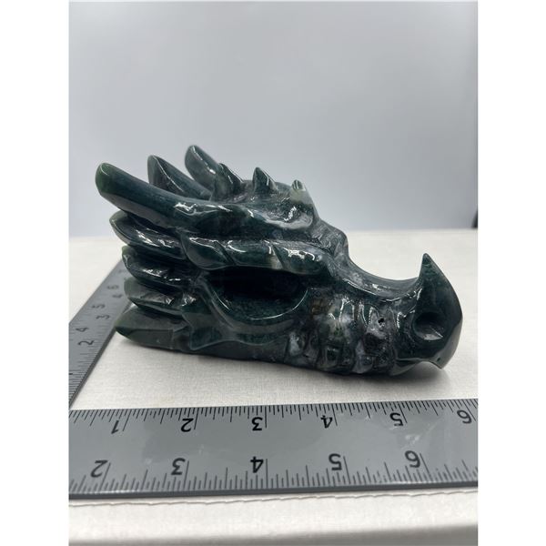 6 X 3 INCH MOSE AGATE DRAGON SKULL