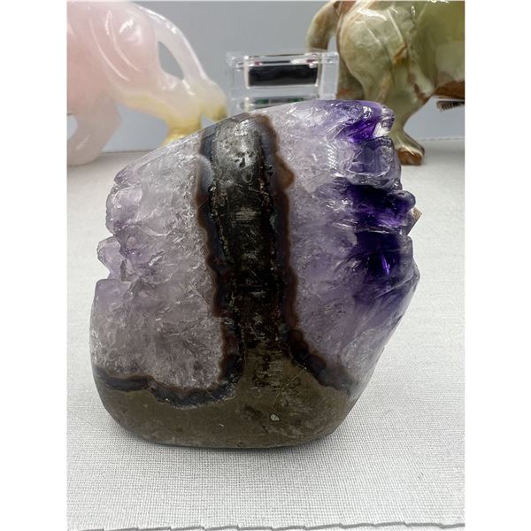 2.7 X 2.9 INCH NATURAL DOUBLE FORMATION  AMETHYST GEODE POLISHED