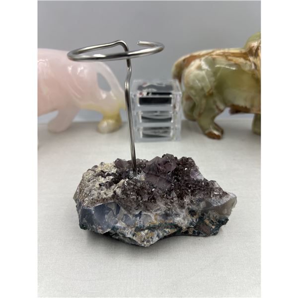 4.6 INCH HIGH GRADE AMETHYST CANDLE HOLDER
