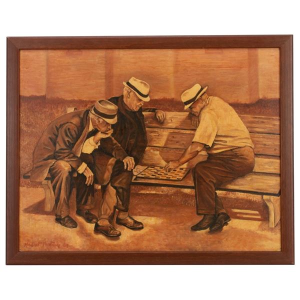 Herbert Portnoy Painting - Men Playing Checkers