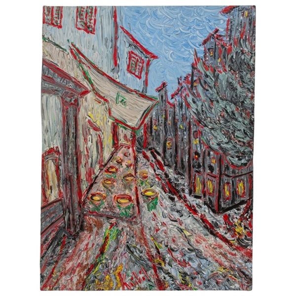 Antoine Knibily French Village Oil on Canvas
