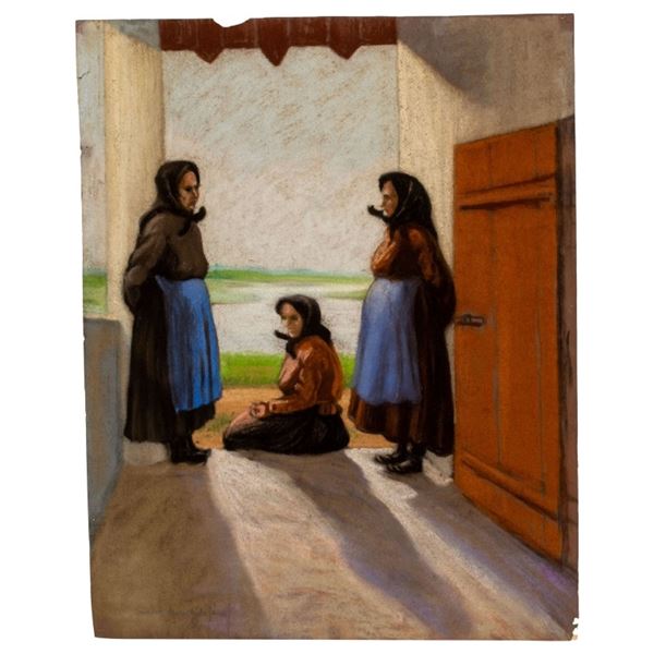 Signed Pastel - Three Women