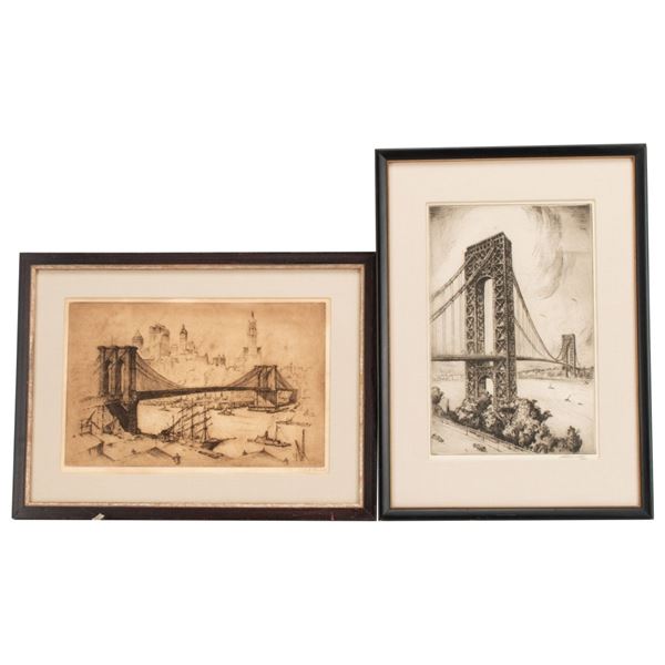 Signed New York City Bridge Etchings