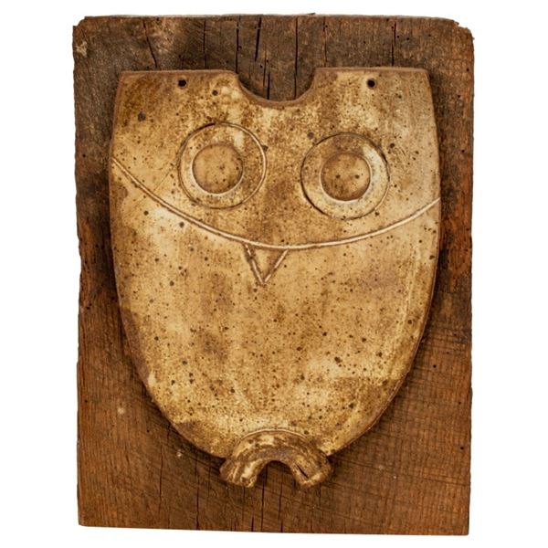 Owl - Ceramic & Wood Sculpture